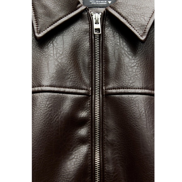 Zara FAUX LEATHER BOMBER JACKET - Picture 5 of 8